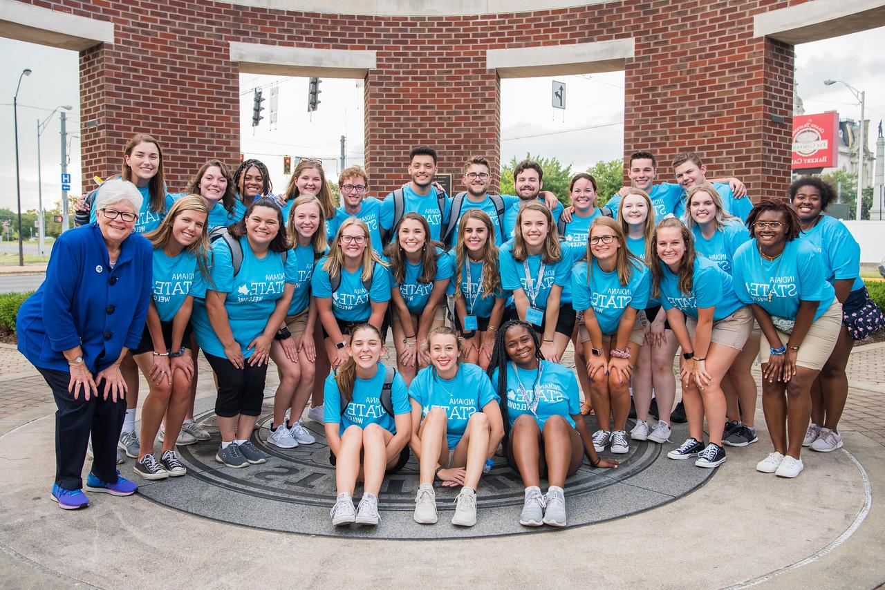 several student leaders gathered in the Arch at Oakley Place for a group photo